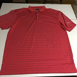 Nike Golf Mens Large Polo Shirt Striped Dri Fit